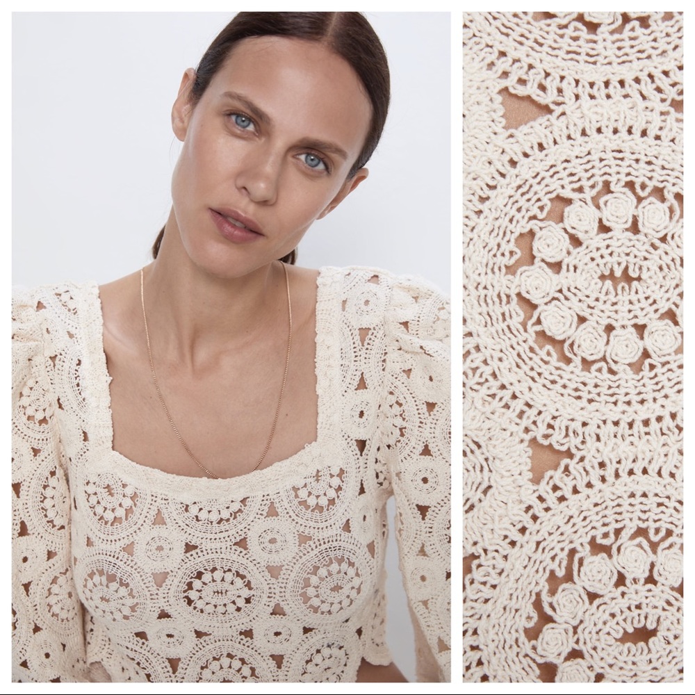 NWT. Zara Cream Textured Wave Top. Size M. - Picture 4 of 8